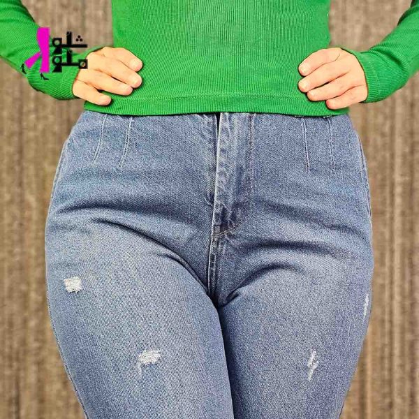 شلوار مام فیت آبی تیره