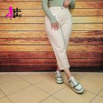 شلوار مام فیت زنانه کتان کاغذی