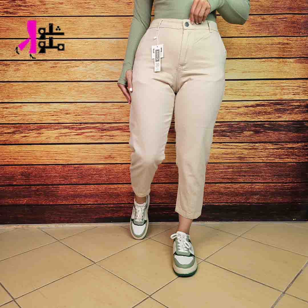 شلوار مام فیت زنانه کتان کاغذی شلوار مام فیت زنانه کتان کاغذی