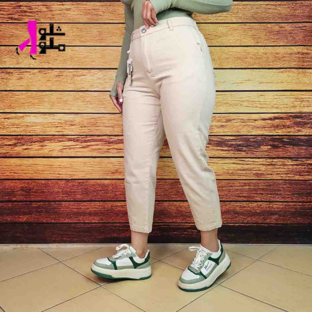 شلوار مام فیت زنانه کتان کاغذی