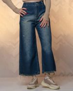 شلوار جین واید لگ سنگشور سورمه ای