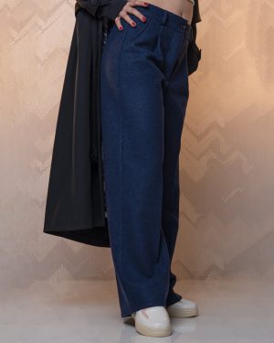 شلوار نیم بگ فوتر رنگ سورمه ای