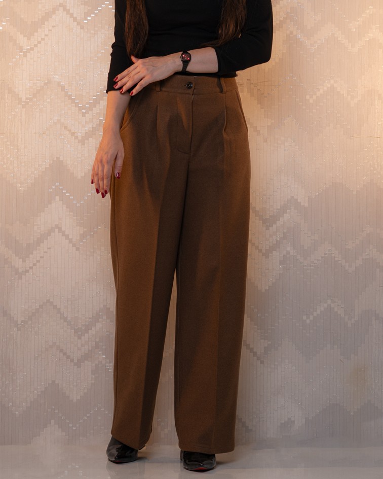 شلوار نیم بگ فوتر قهوه ای - پاییز و زمستان