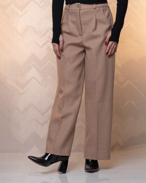 شلوار نیم بگ فوتر نخودی زمستان و پاییز