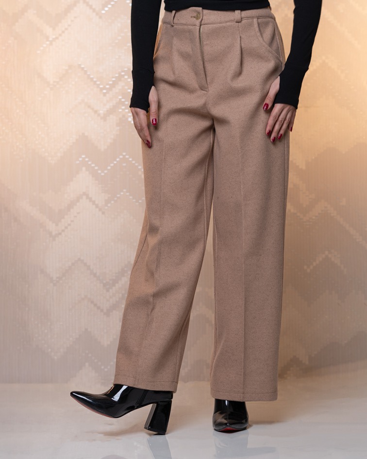 شلوار نیم بگ فوتر نخودی زمستان و پاییز