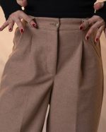 شلوار نیم بگ فوتر نخودی زمستان و پاییز