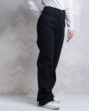 شلوار جین نیم بگ زنانه رنگ مشکی