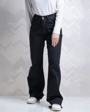 شلوار جین نیم بگ زنانه رنگ مشکی