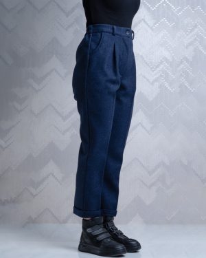 شلوار زنانه مام فیت فوتر سورمه ای