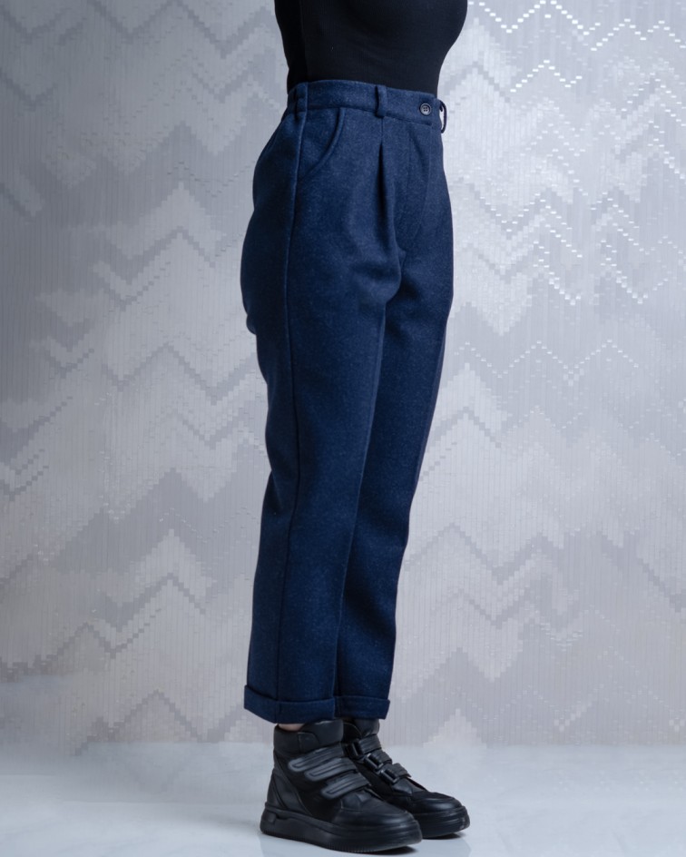 شلوار زنانه مام فیت فوتر سورمه ای