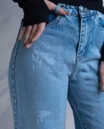 شلوار جین زنانه فلر بگ آبی روشن