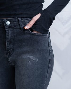 شلوار جین بوتکات رنگ ذغال سنگی زنانه