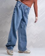 شلوار نیم بگ سایز بزرگ زنانه آبی متوسط