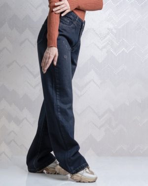 شلوار زنانه جین نیم بگ قد 110