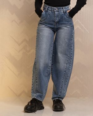 شلوار جین بالنی زنانه آبی روشن