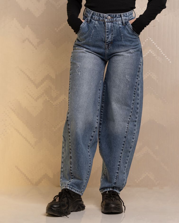 شلوار جین بالنی زنانه آبی روشن