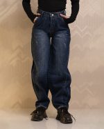 شلوار جین بالنی زنانه آبی تیره