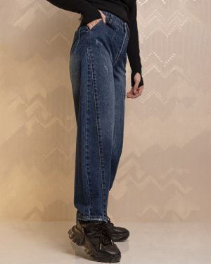 شلوار جین بالنی زنانه آبی تیره